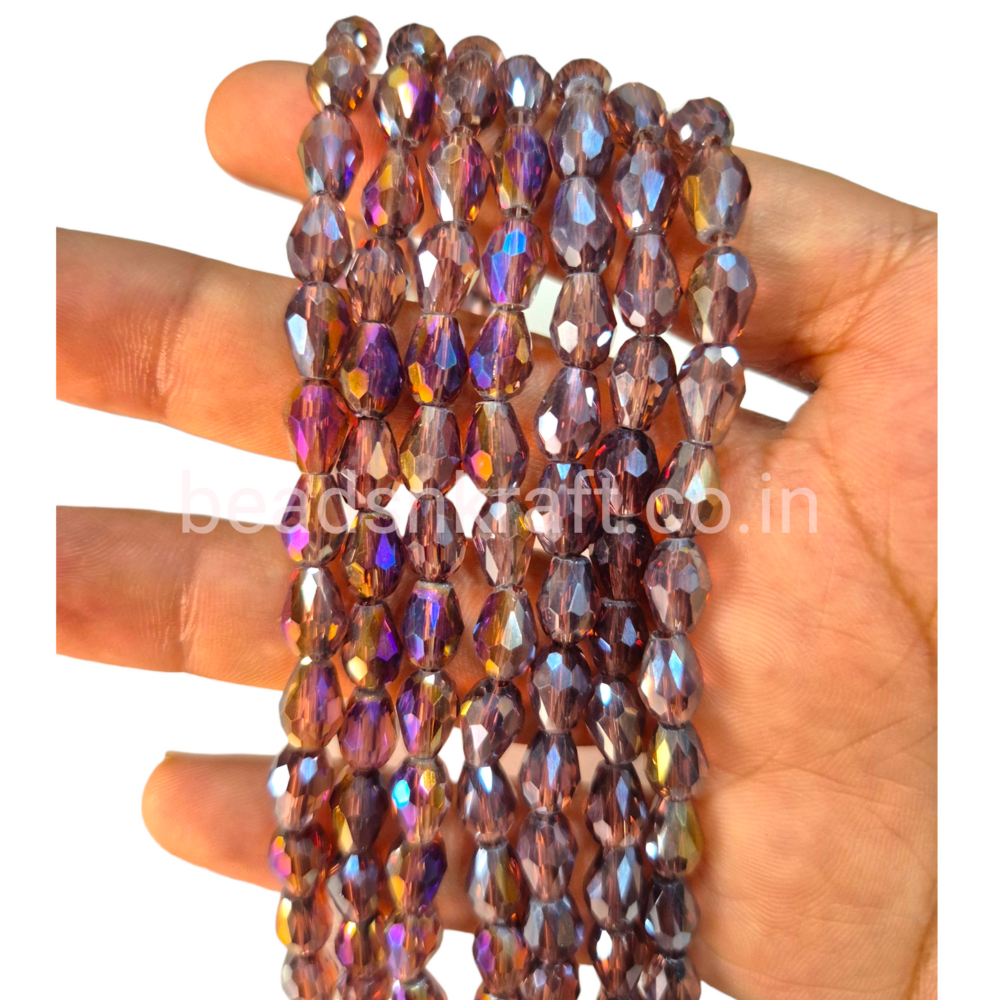 Wine Amethyst 6x8mm Drop Crystal Beads for Jewellery and Aari Work