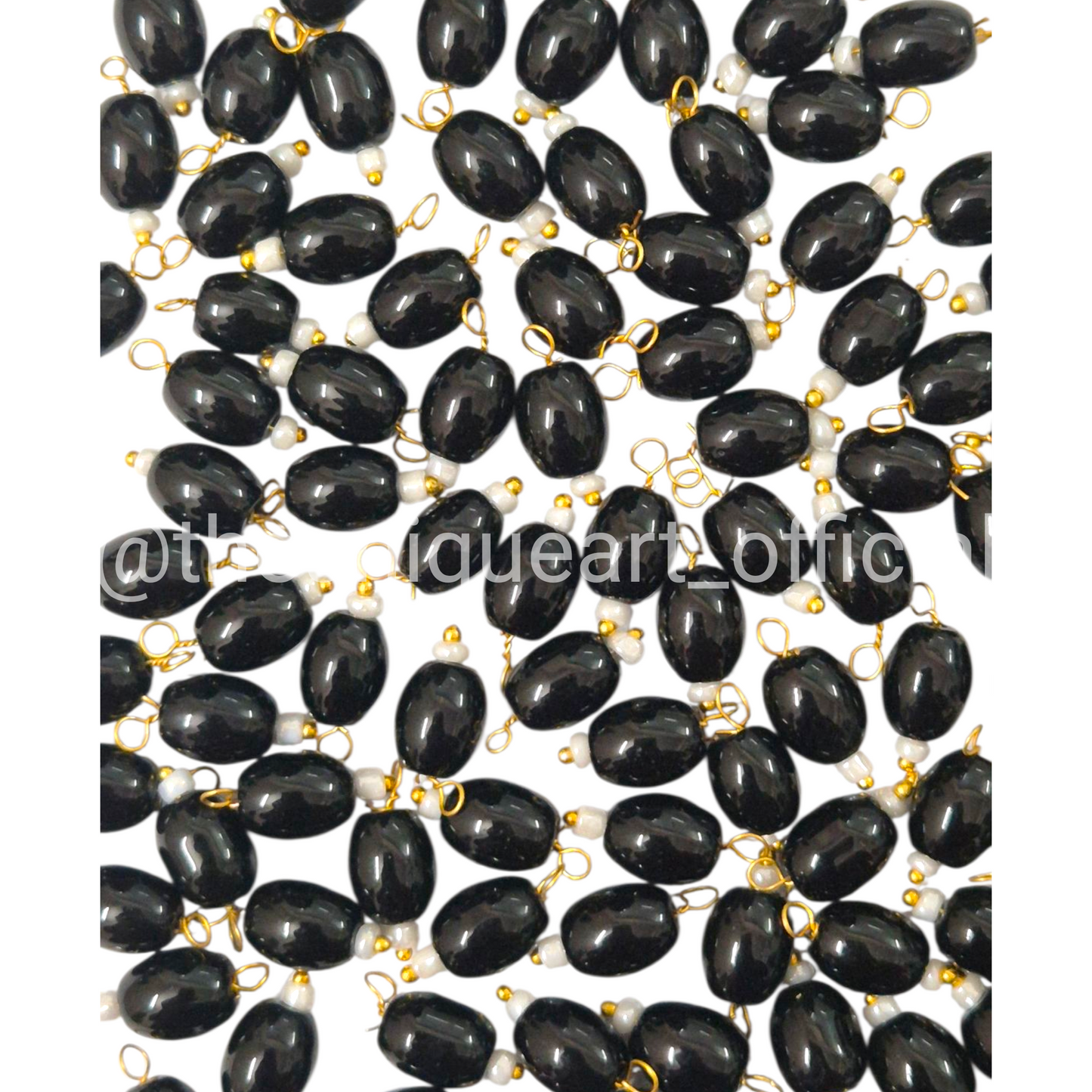 Black Oval Hanging Beads 6x8mm