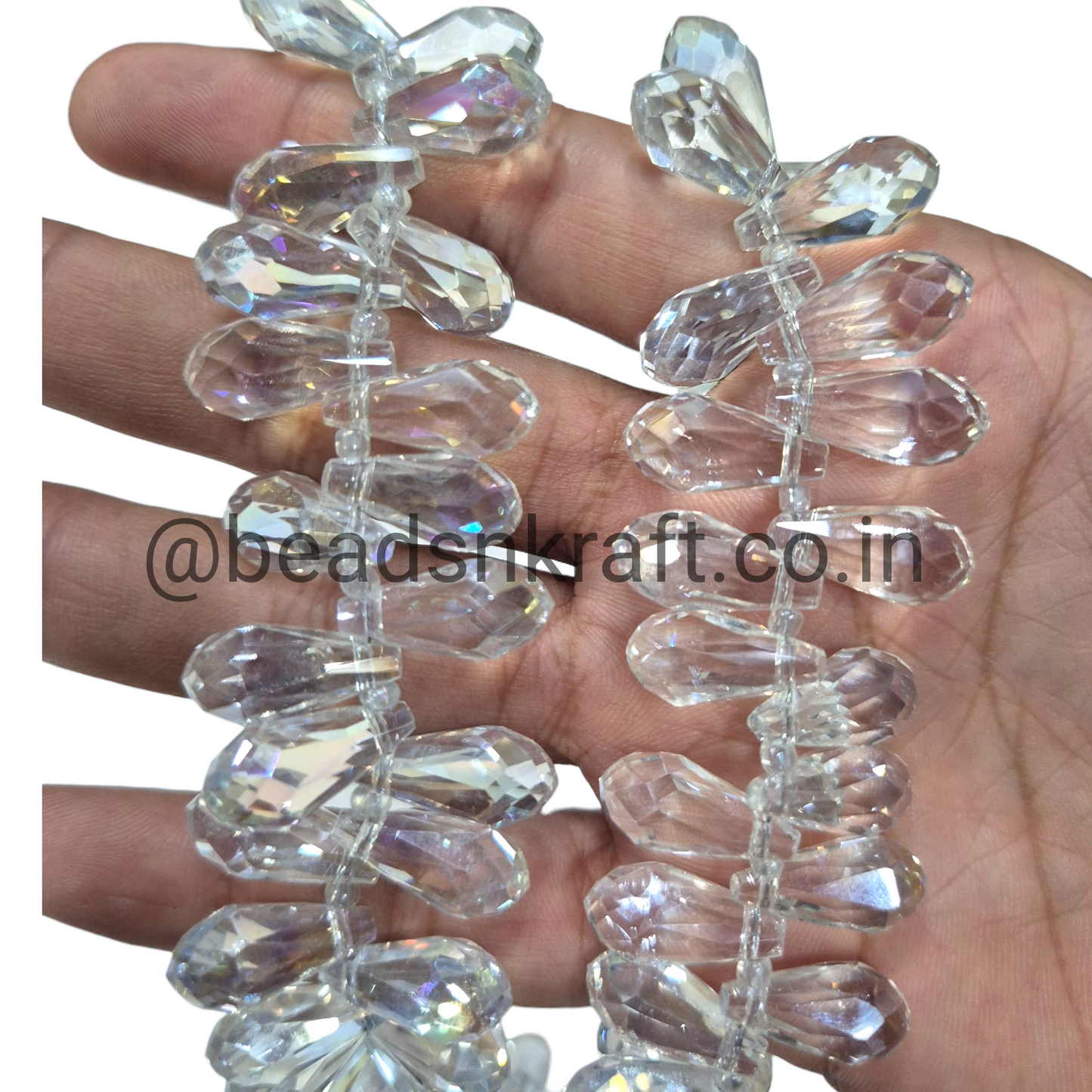 Side Hole Drop Crystal Beads for Jewellery and Aari Work