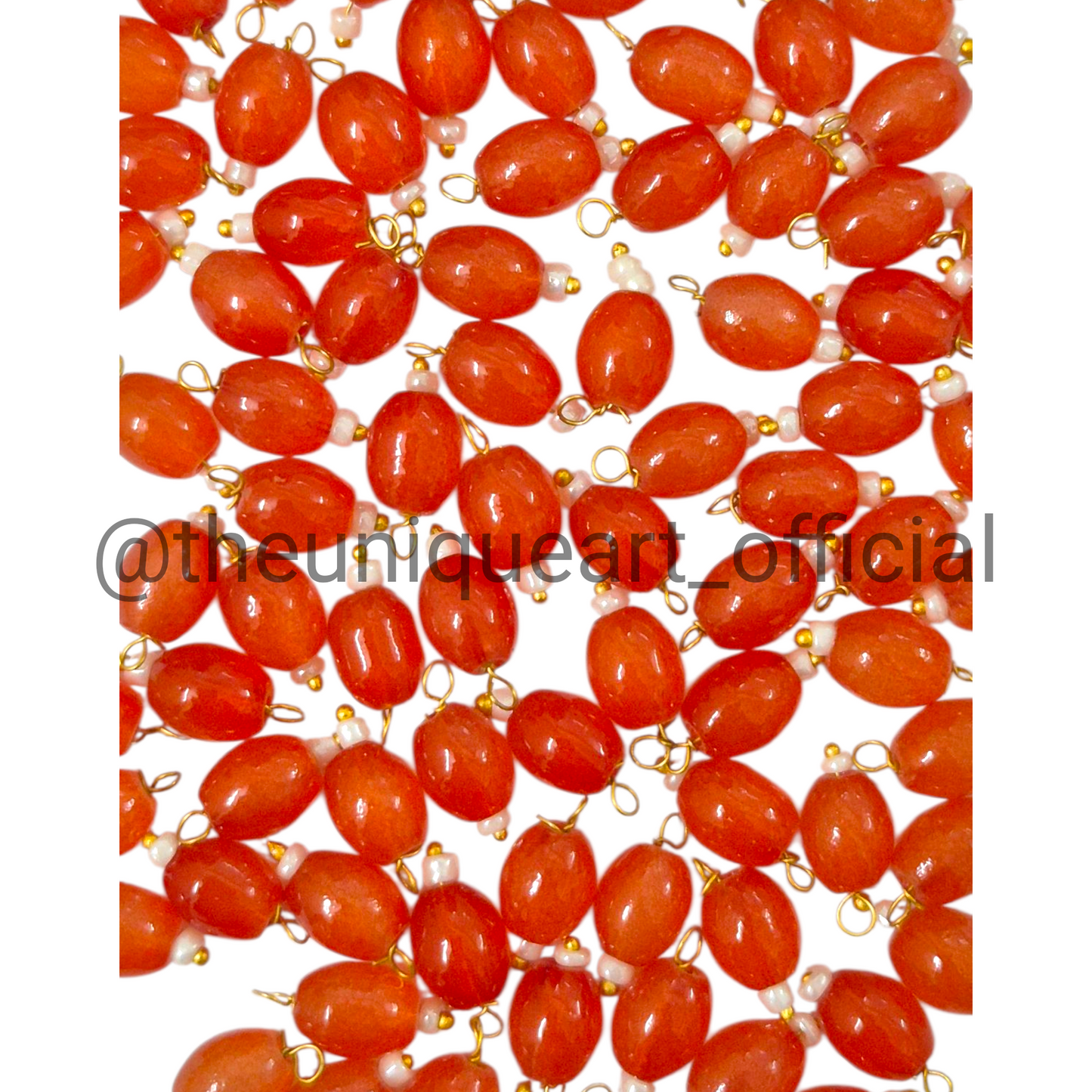 Orange Oval Hanging Beads 6x8mm