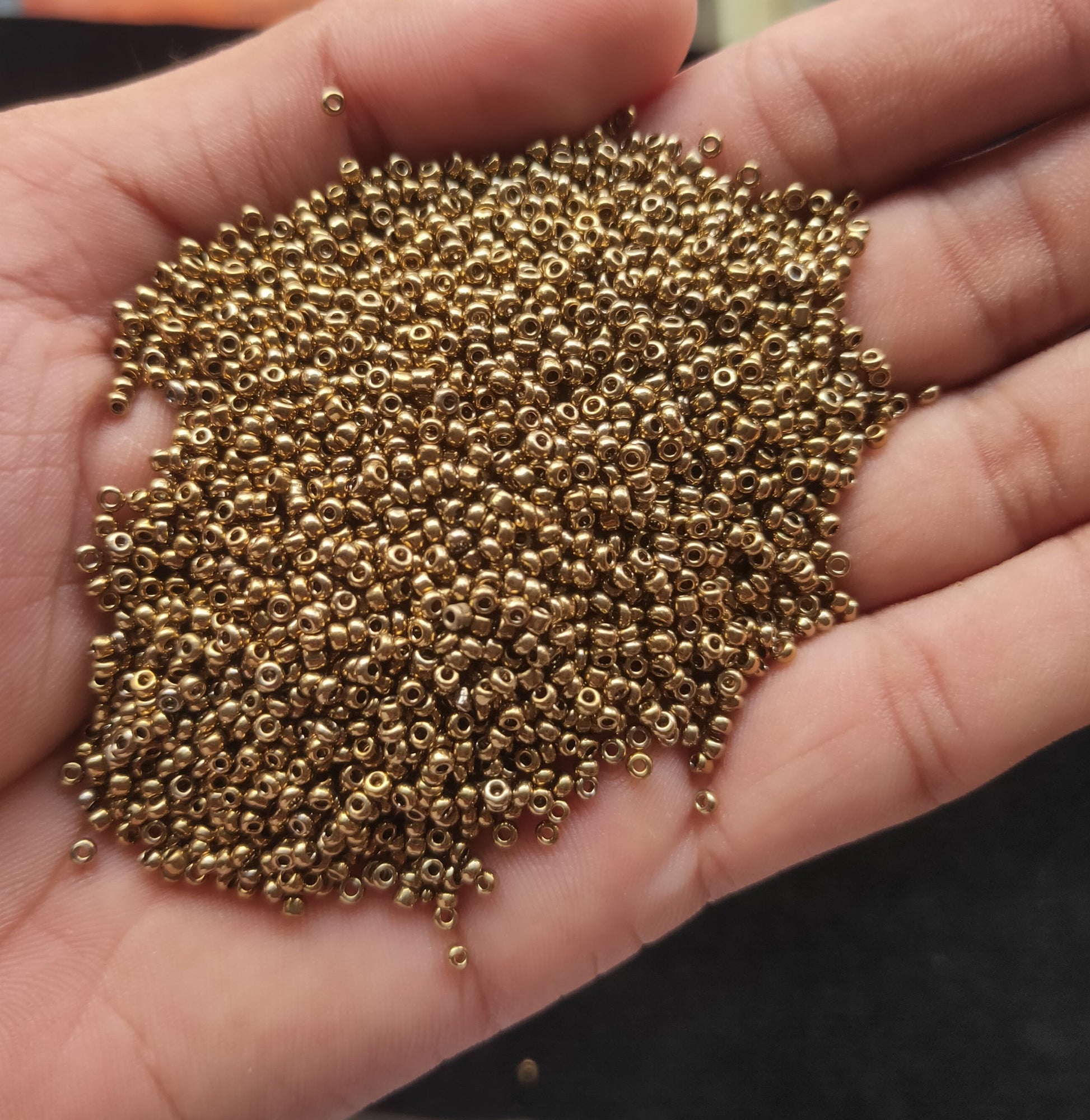 Antique Gold Sugar Beads for Aari Work, Embroidery & Jewelry Making