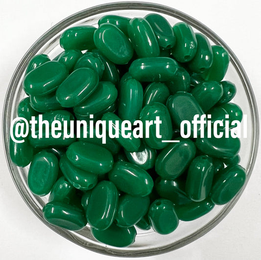 Green Acrylic Tablet Beads 7x10mm