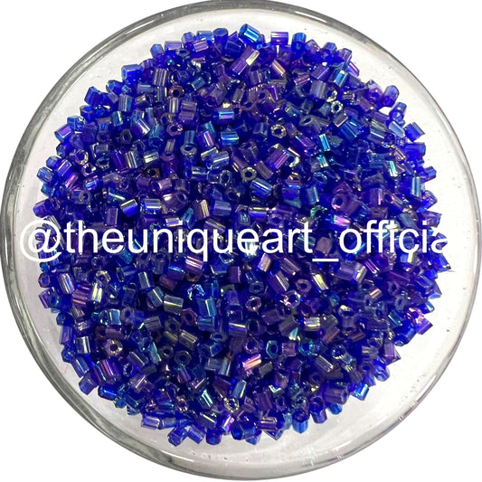 Blue Rainbow Glass Cut Beads (Cutdana) for Aari Work, Embroidery & Jewelry Making