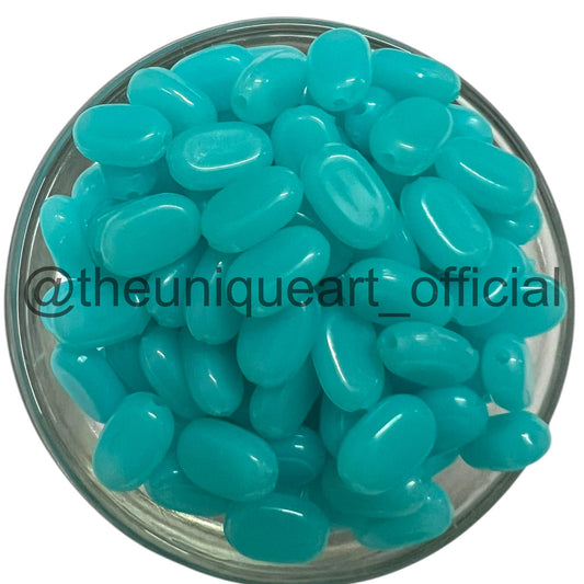 Aqua 7x10mm Acrylic Tablet Beads for Aari Work