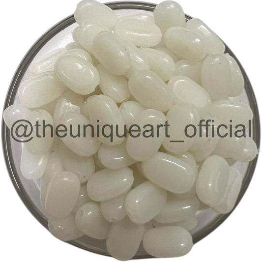 White 7x10mm Acrylic Tablet Beads for Aari Work