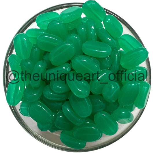 Sea Green 7x10mm Acrylic Tablet Beads for Aari Work