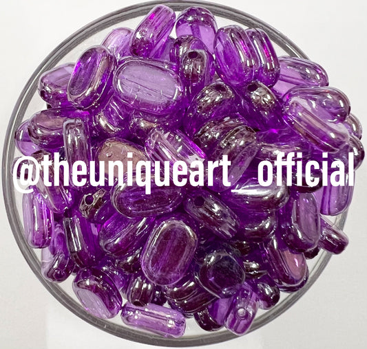 Purple Trans Rainbow 7x10mm Acrylic Tablet Beads for Aari Work