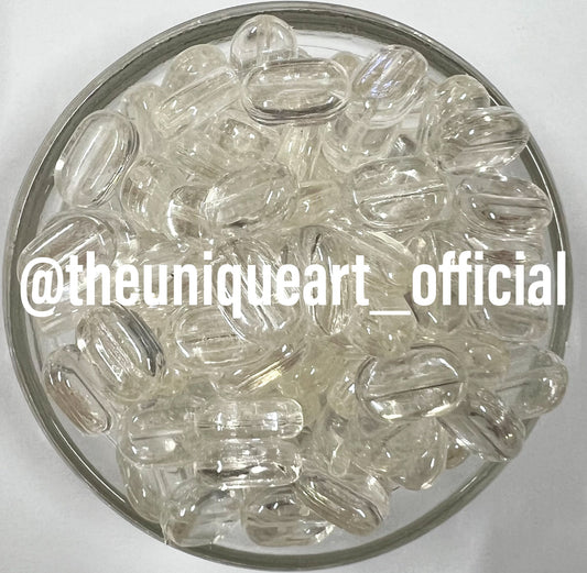 White Trans 7x10mm Acrylic Tablet Beads for Aari Work