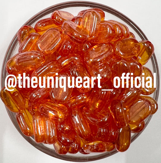 Orange Trans 7x10mm Acrylic Tablet Beads for Aari Work