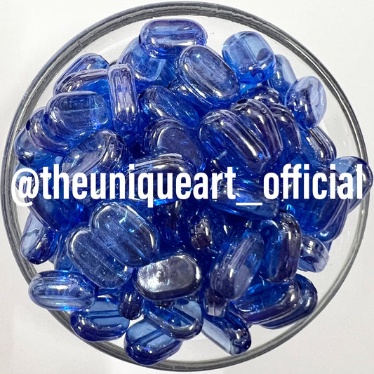 Blue Trans 7x10mm Acrylic Tablet Beads for Aari Work