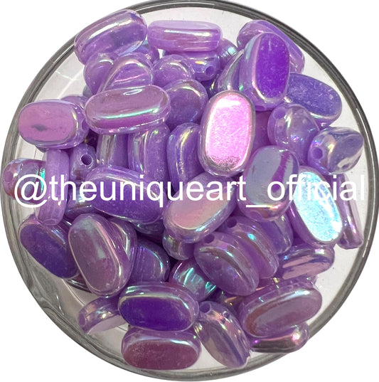 Purple Rainbow 7x10mm Acrylic Tablet Beads for Aari Work