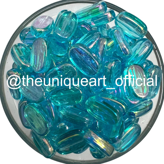 Light Blue Trans Rainbow 7x10mm Acrylic Tablet Beads for Aari Work