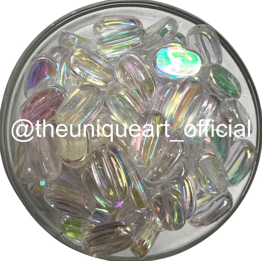 Transparent Rainbow 7x10mm Acrylic Tablet Beads for Aari Work