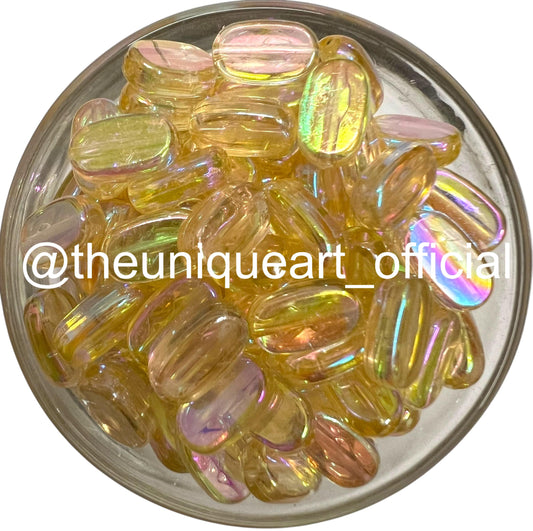 Light Golden Trans Rainbow 7x10mm Acrylic Tablet Beads for Aari Work