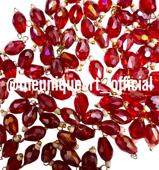 Dark Red Drop Hanging Beads 6x8mm