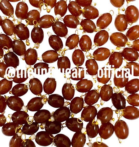 Brown 6x8mm Oval Hanging Beads for Jewellery and Aari Work