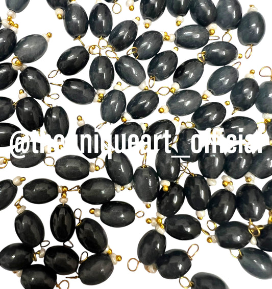 Black 6x8mm Oval Hanging Beads for Jewellery and Aari Work
