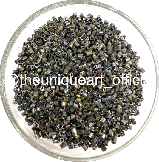 Dark Antique Rainbow Glass Cut Beads (Cutdana)
