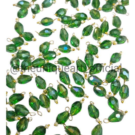 Green Drop Hanging Beads 6x8mm