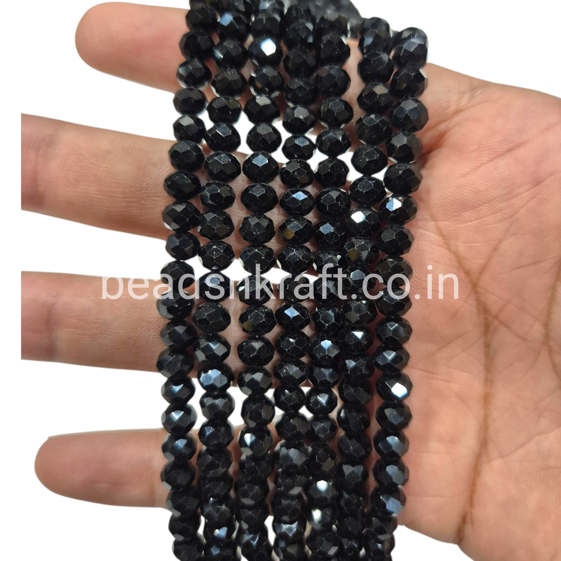 Black 6mm Round Crystal Beads