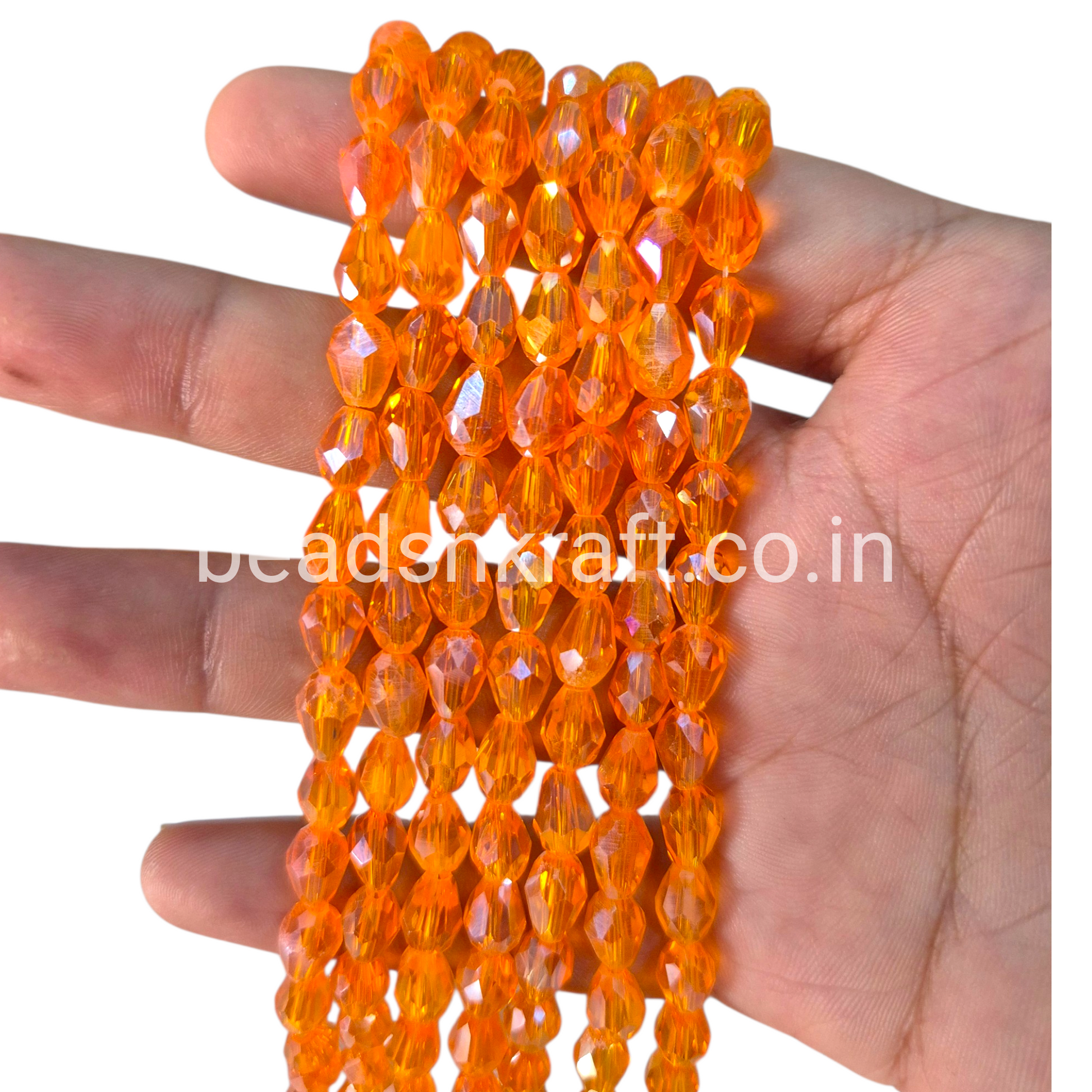 Orange 6x8mm Drop Crystal Beads for Jewellery and Aari Work