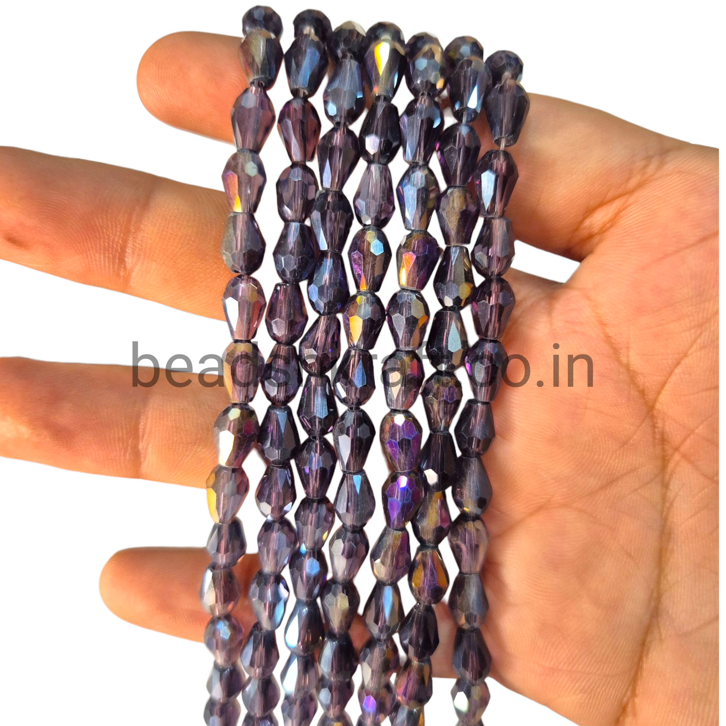 Dark Purple 6x8mm Drop Crystal Beads for Jewellery and Aari Work