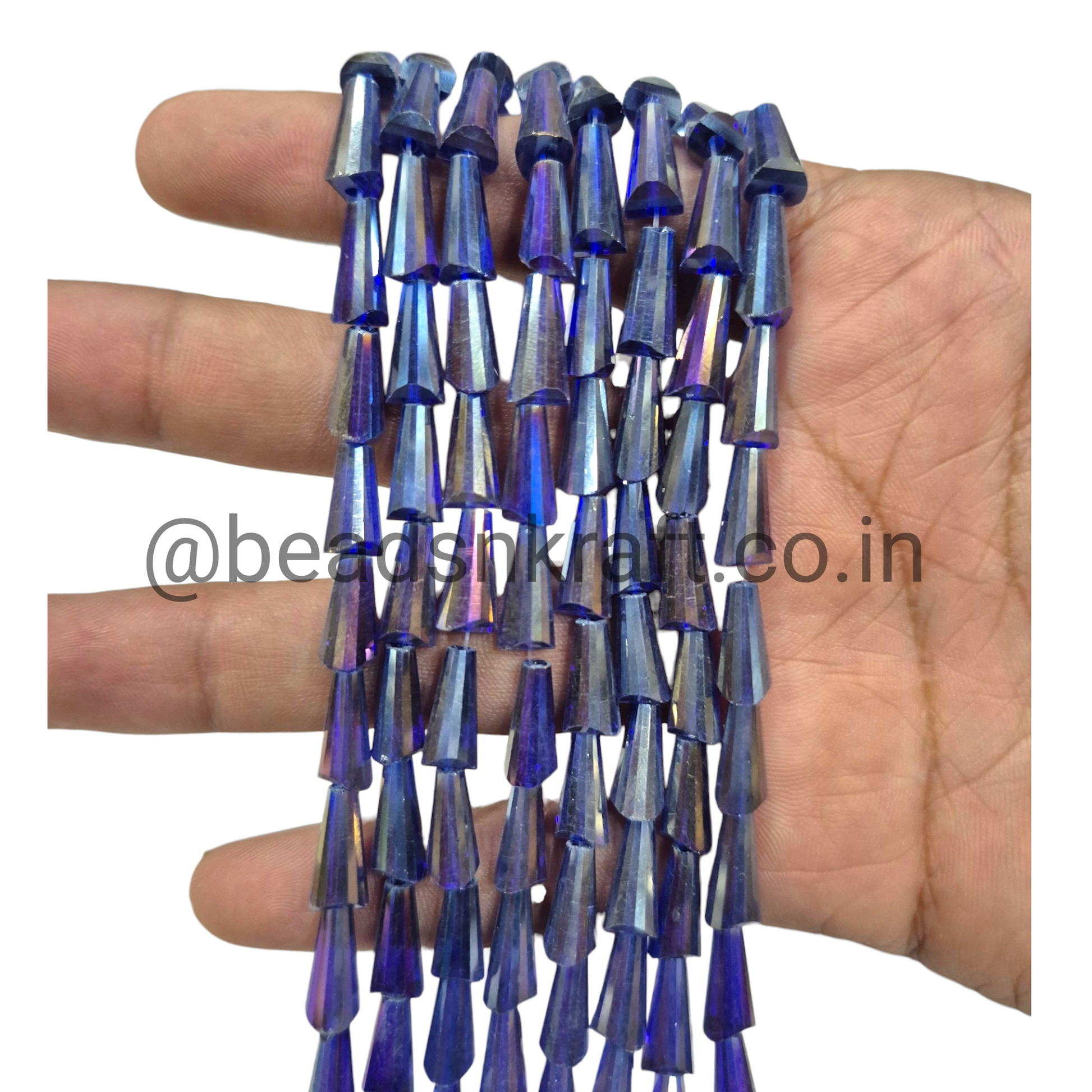 Blue 6x12mm Pencil Crystal Beads for Jewellery and Aari Work