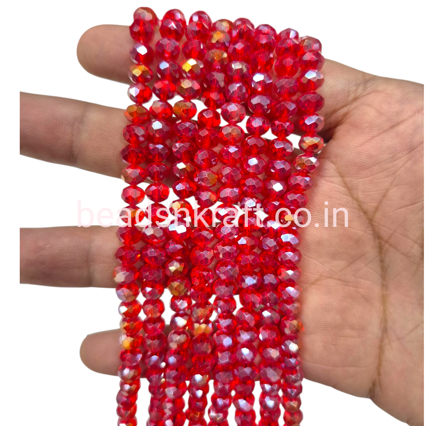 Red 6mm Round Crystal Beads