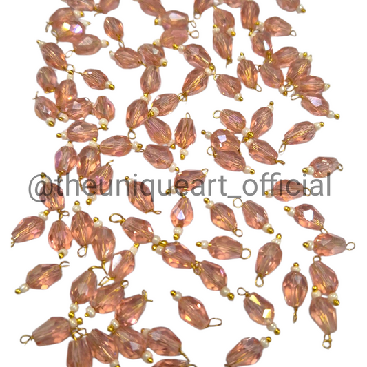 Peach Drop Hanging Beads 6x8mm