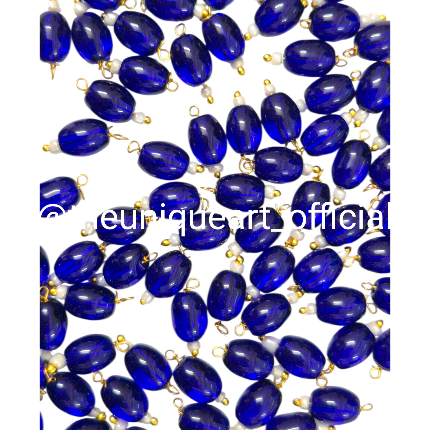 Blue Oval Hanging Beads 6x8mm