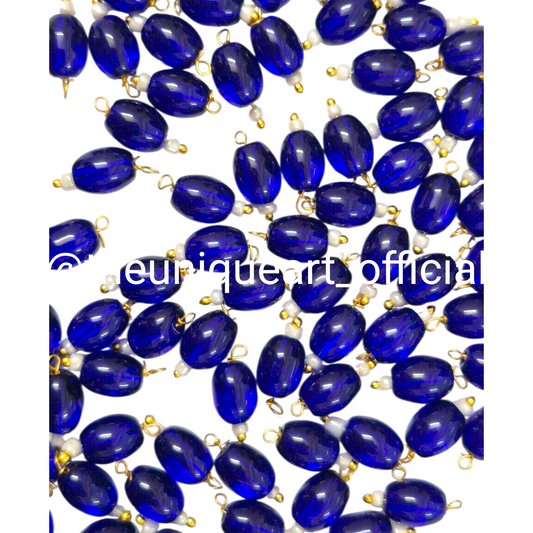 Blue 6x8mm Oval Hanging Beads for Jewellery and Aari Work