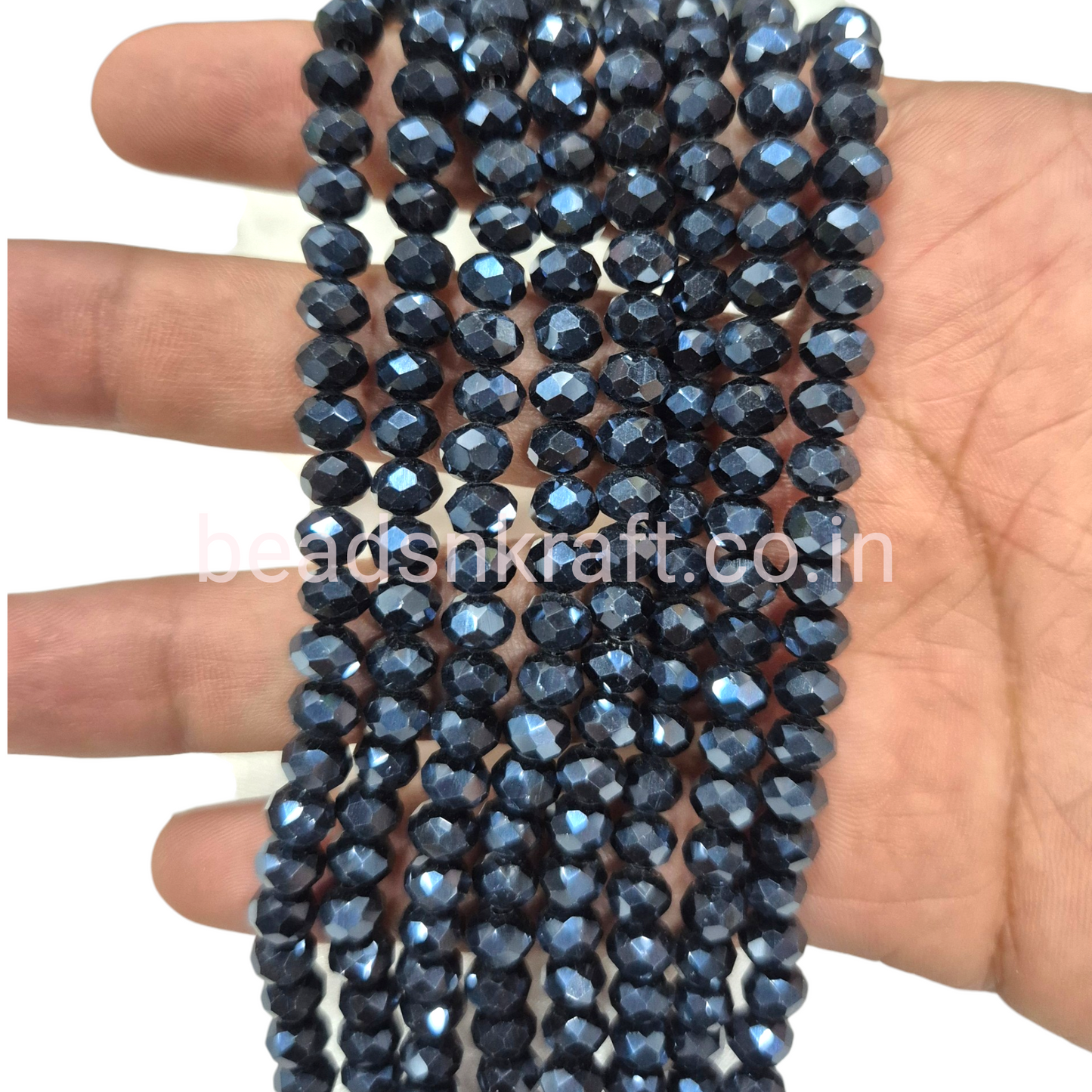 Navy Blue 6mm Round Crystal Beads