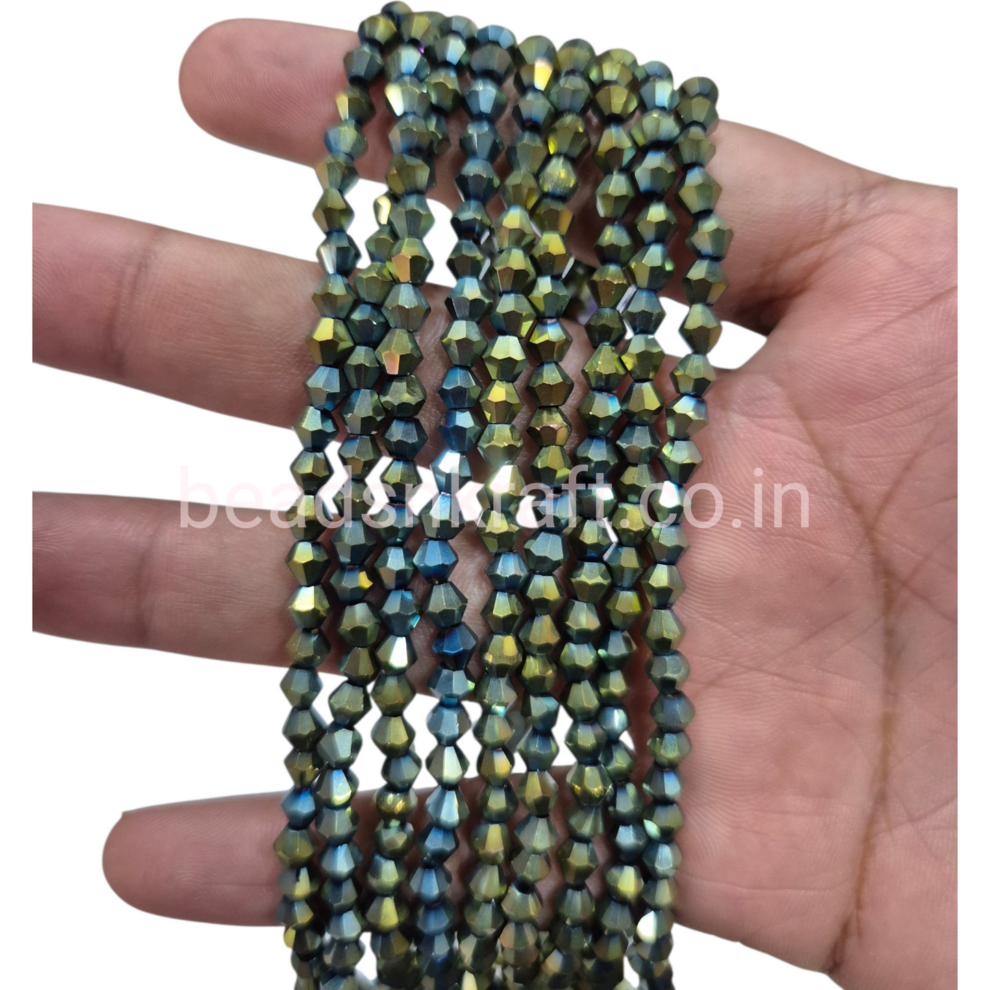 Metallic AB Green 4mm New Cut Crystal