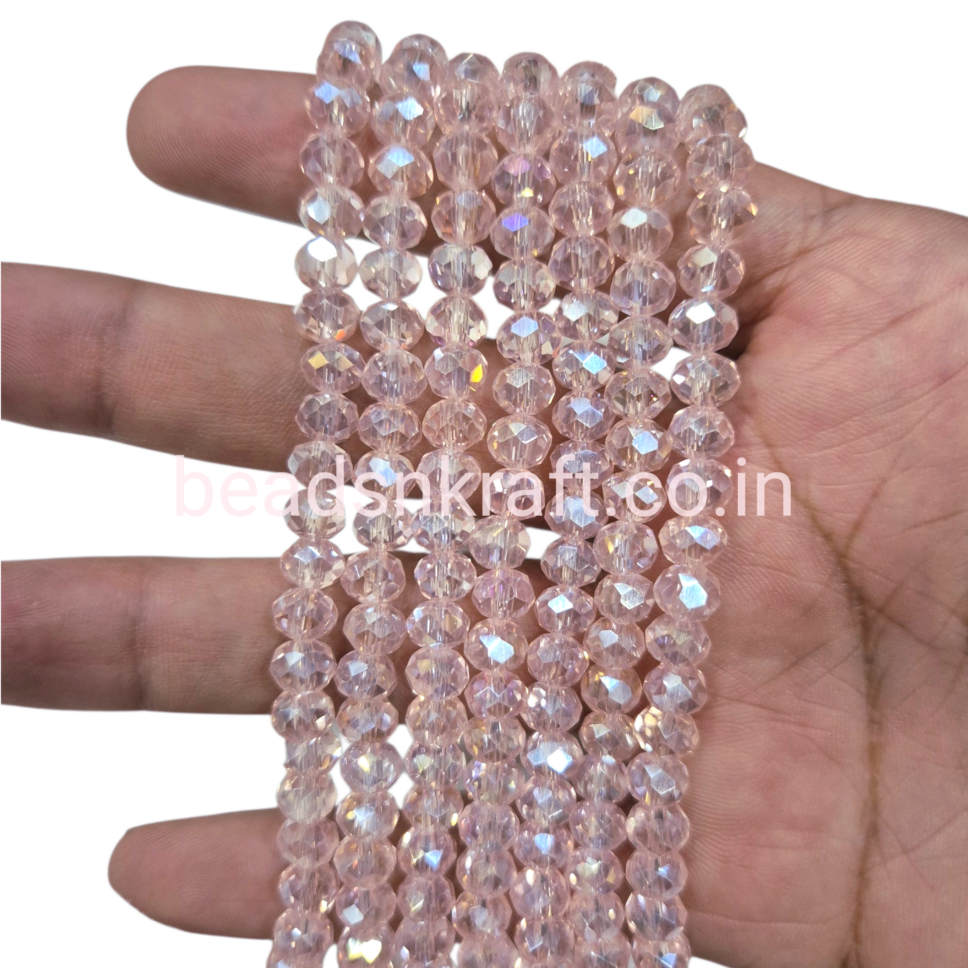 Pink 6mm Round Crystal Beads