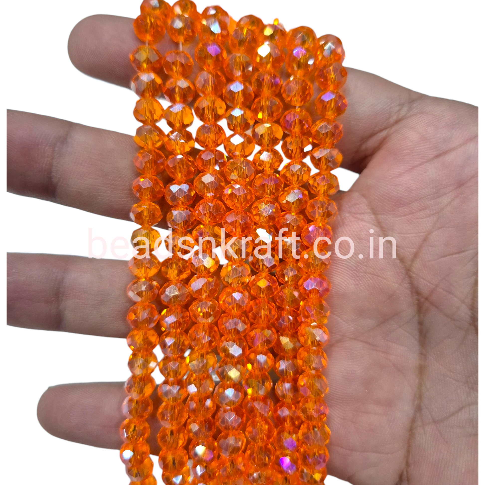 Orange 6mm Round Crystal Beads