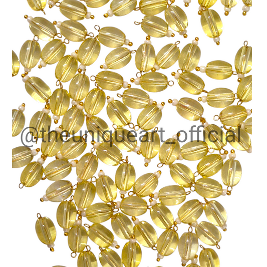 Pastel Yellow 6x8mm Oval Hanging Beads for Jewellery and Aari Work