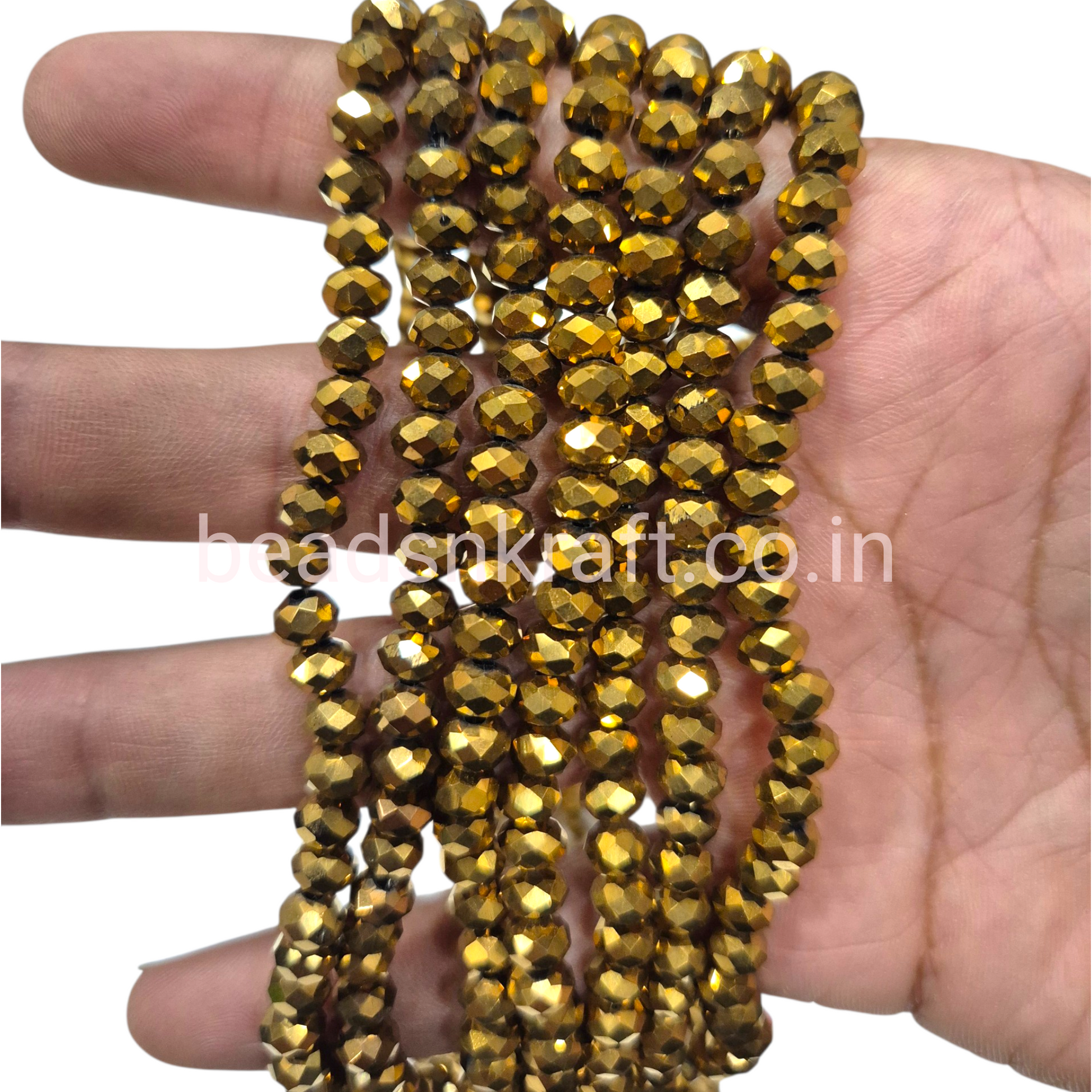Gold Metal 6mm Round Crystal Beads for Aari Work & Jewelry Making