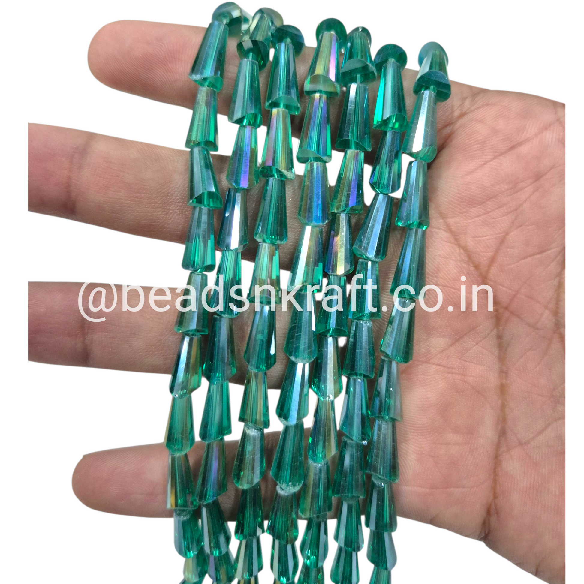 Emerald Green 6x12mm Pencil Crystal Beads for Jewellery and Aari Work