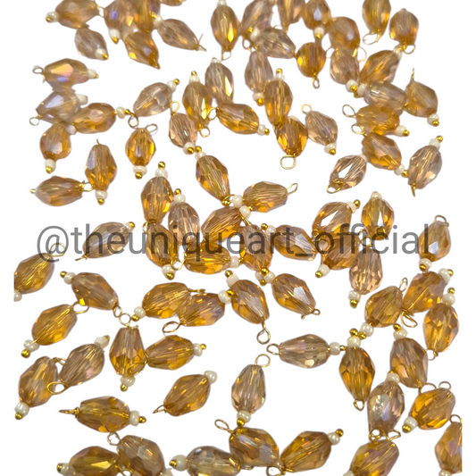 Light Golden Drop Hanging Beads 6x8mm