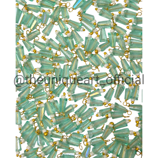 Sea Green Pencil Hanging Beads 4x8mm