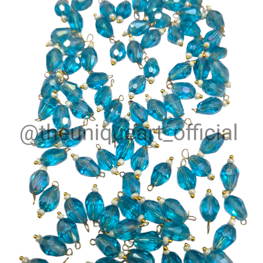 Light Blue Drop Hanging Beads 6x8mm