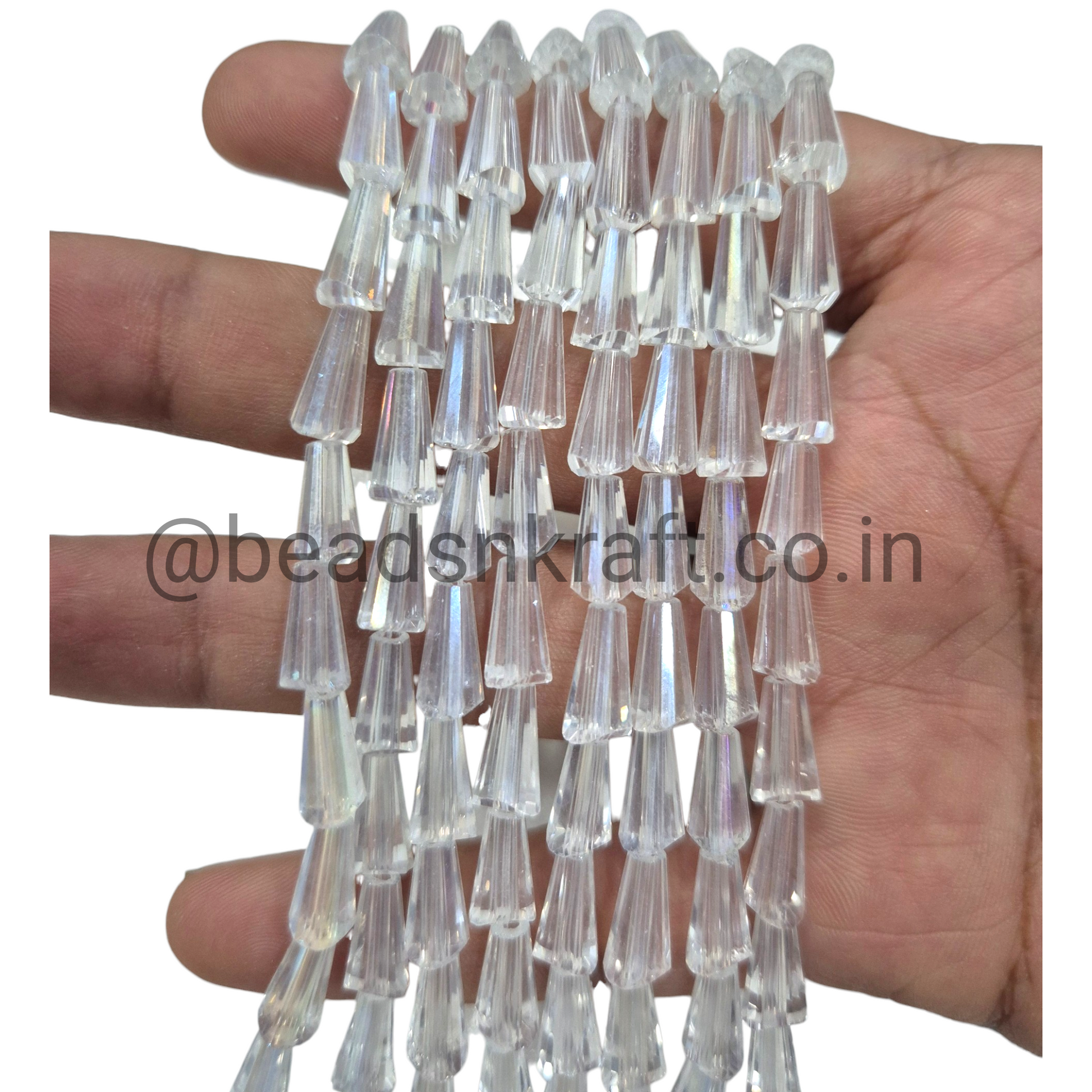 White AB 6x12mm Pencil Crystal Beads for Jewellery and Aari Work