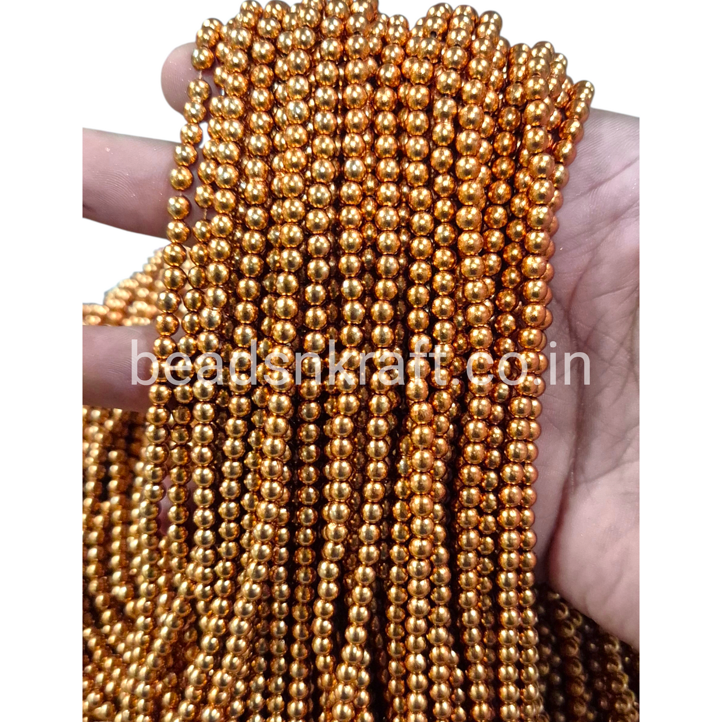 Round Copper Moti Beads (12 String)