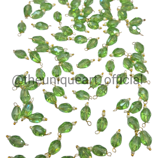 Light Green Drop Hanging Beads 6x8mm