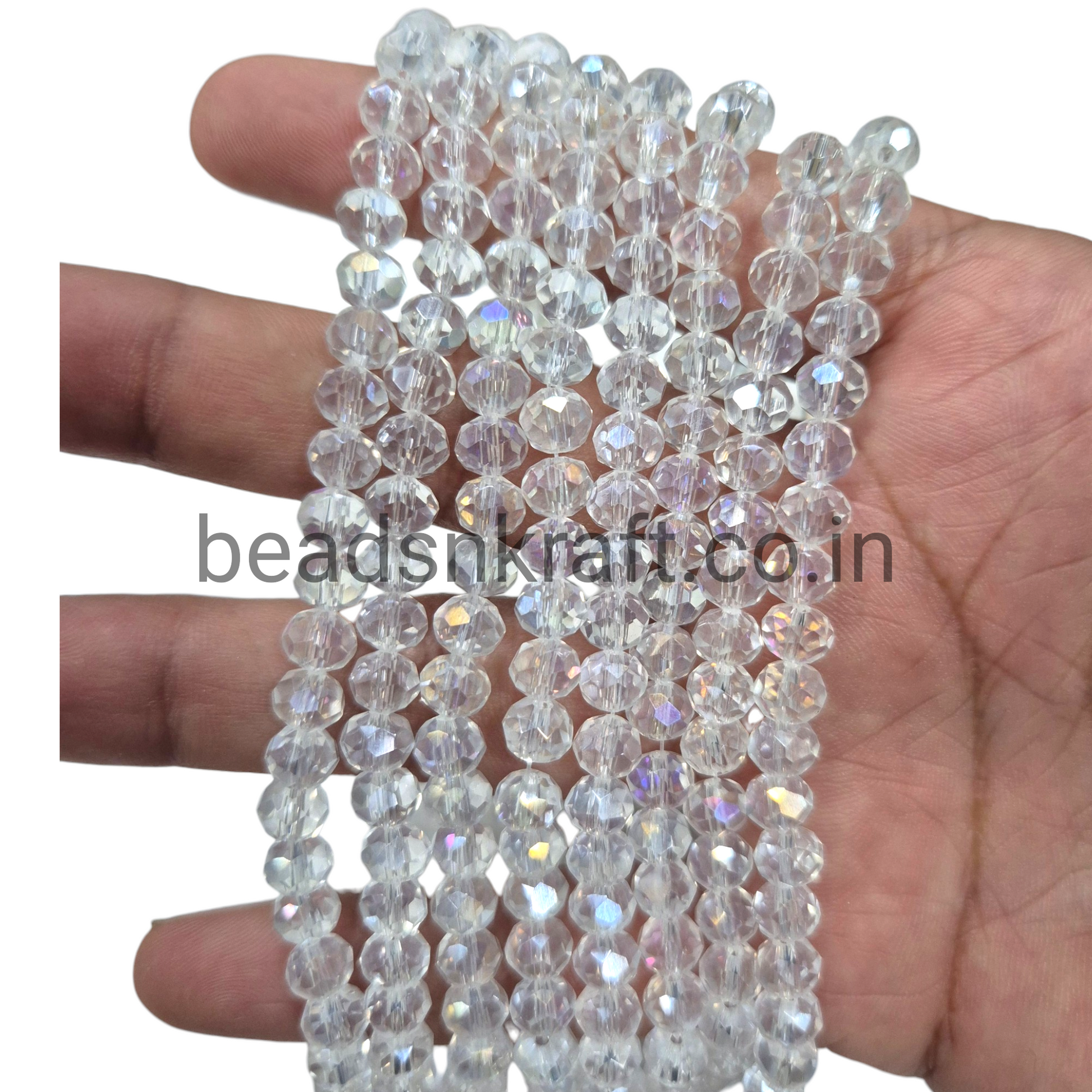 White AB 6mm Round Crystal Beads