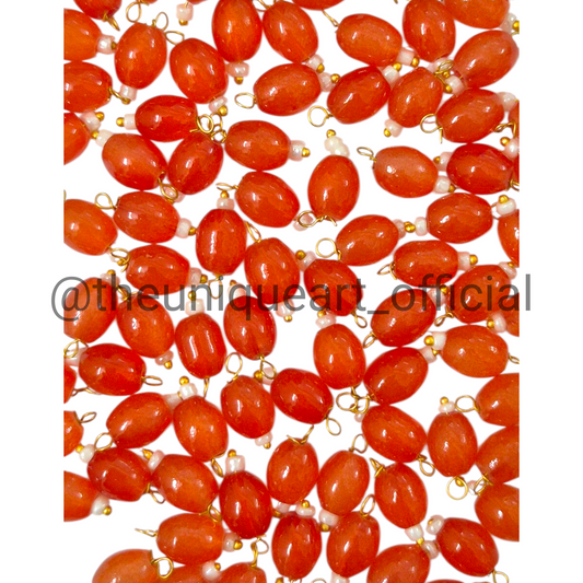 Orange 6x8mm Oval Hanging Beads for Jewellery and Aari Work