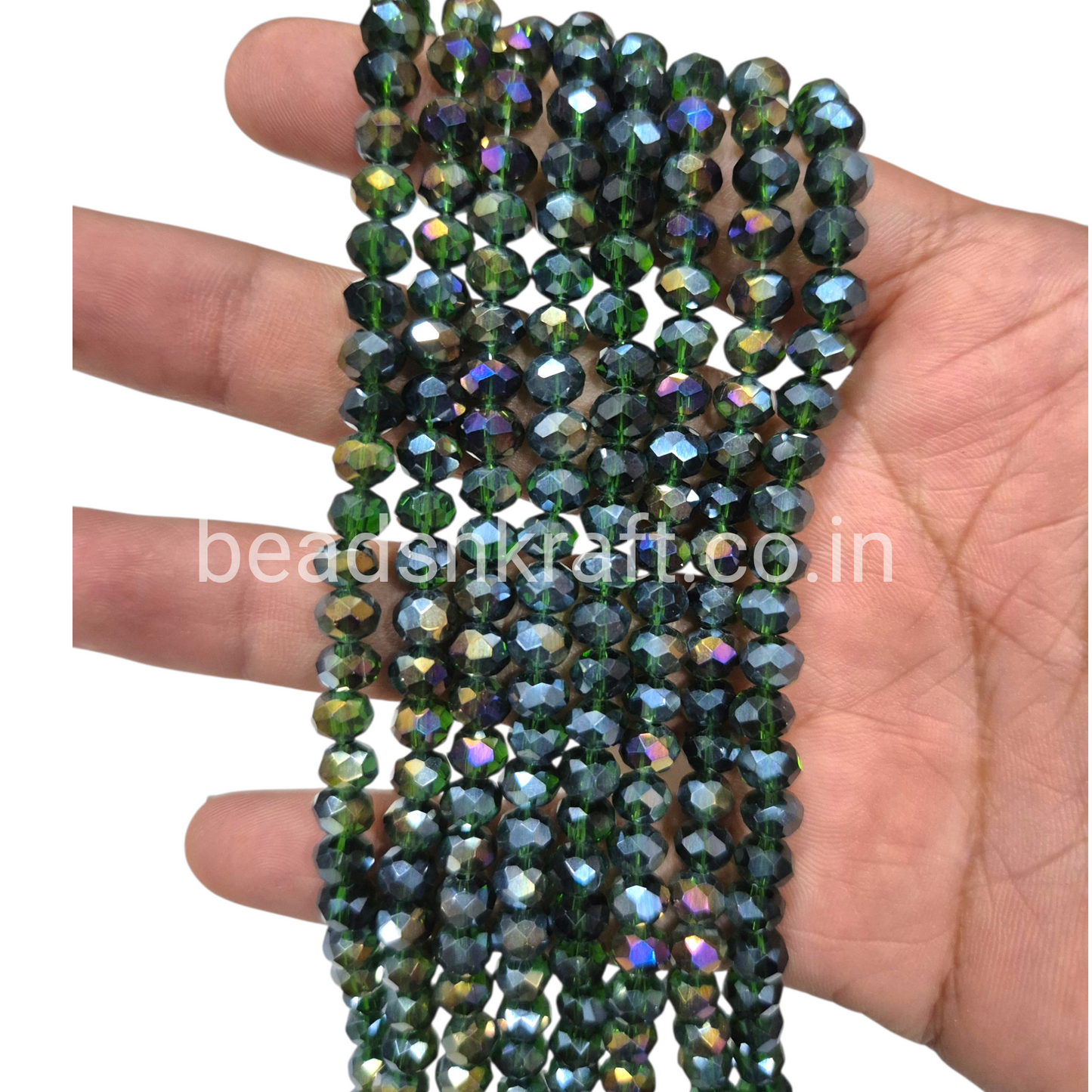 Green 6mm Round Crystal Beads