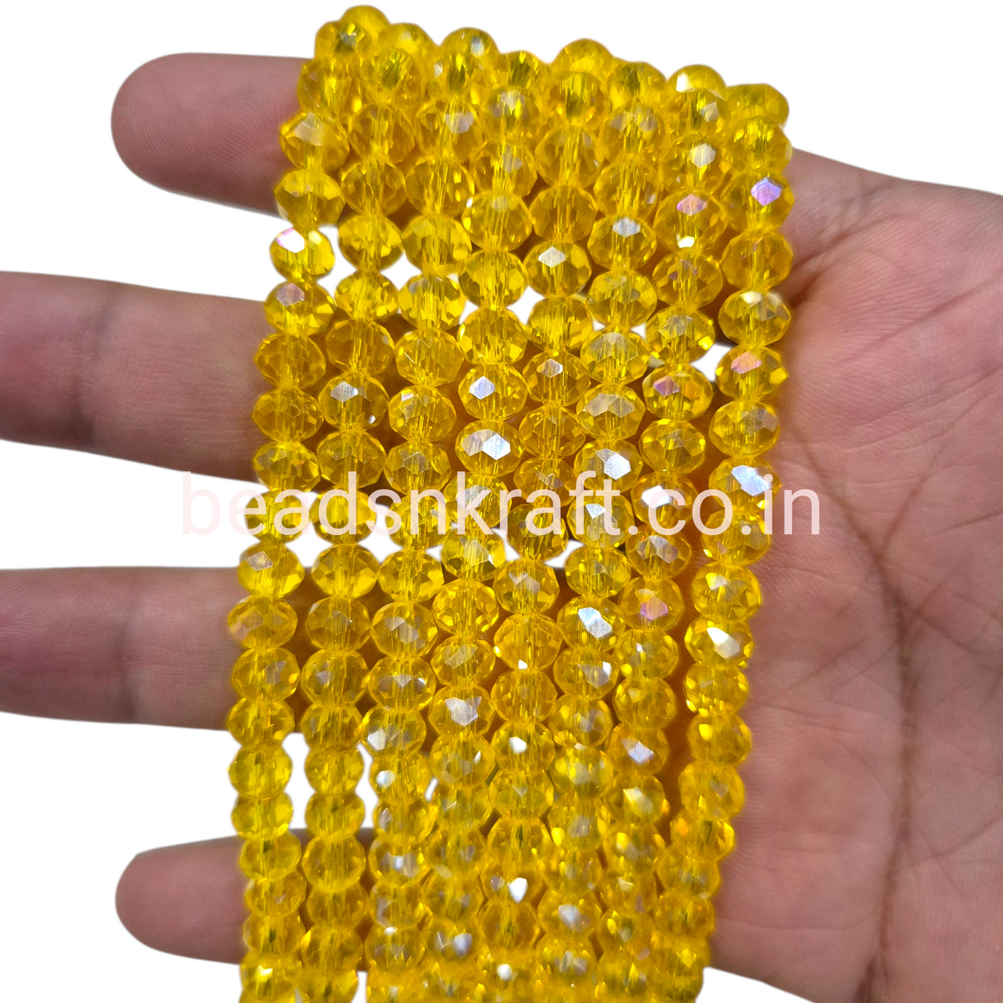 Yellow 6mm Round Crystal Beads