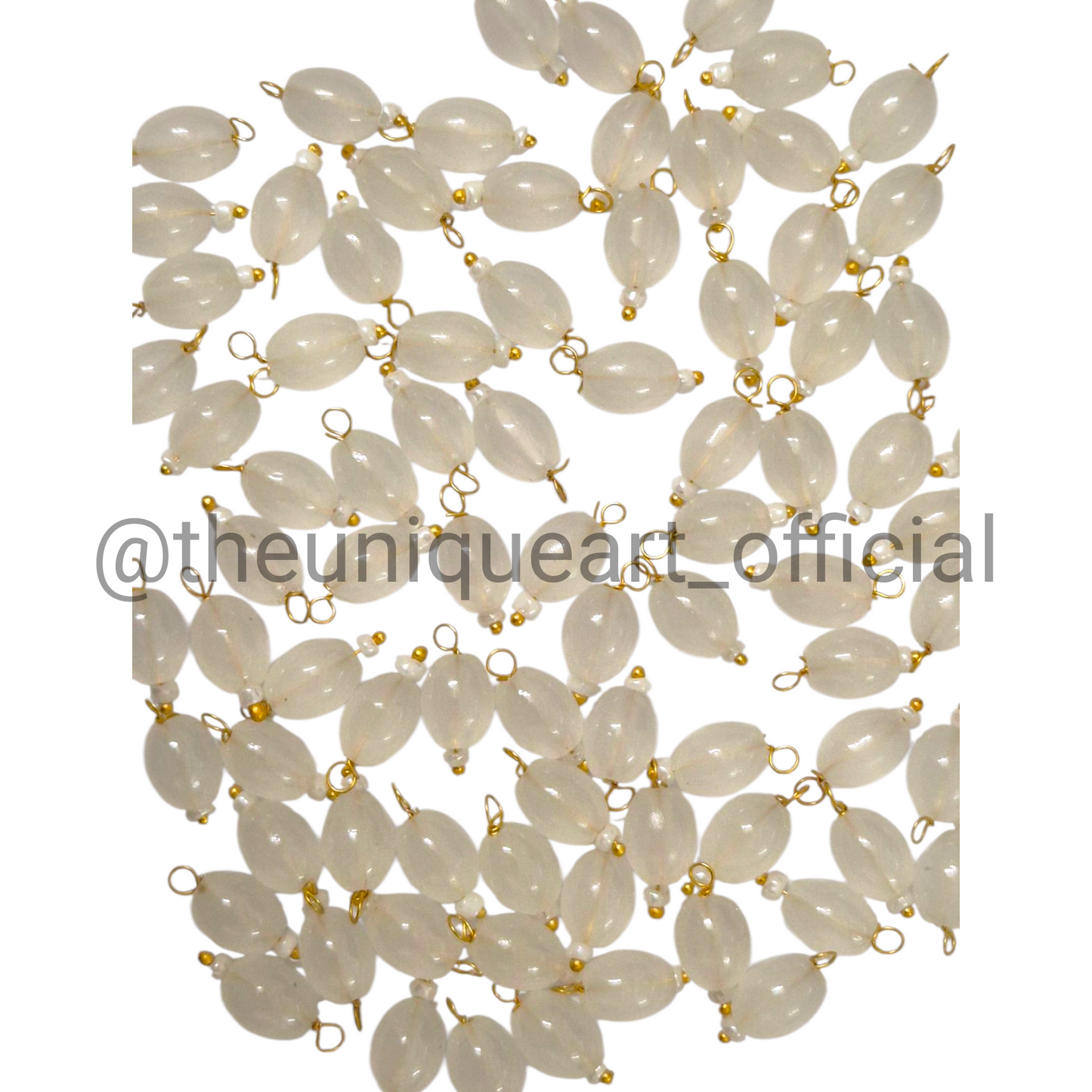 White Oval Hanging Beads 6x8mm
