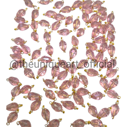 Light Pink Drop Hanging Beads 6x8mm